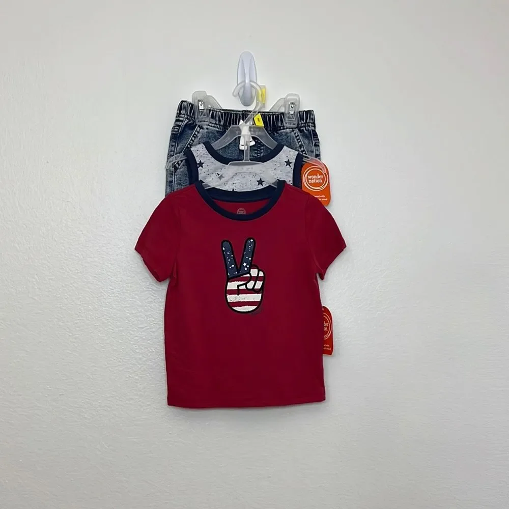 Wonder Nation Toddler Boy Americana set 3T